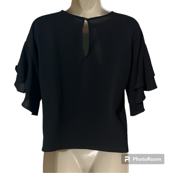 Vince Camuto Lightweight Black Fluttery Sleeve Top Size XXS New with tags - Picture 4 of 8